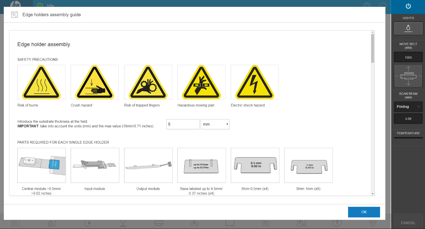 Media edge holder usability in HP Latex R Printer serie HP Large